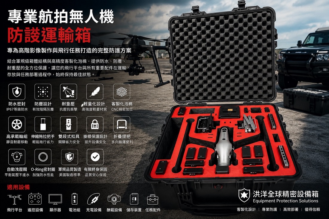 專業航拍無人機防護運輸箱 專為高階空拍與影像製作設備打造的完整防護方案